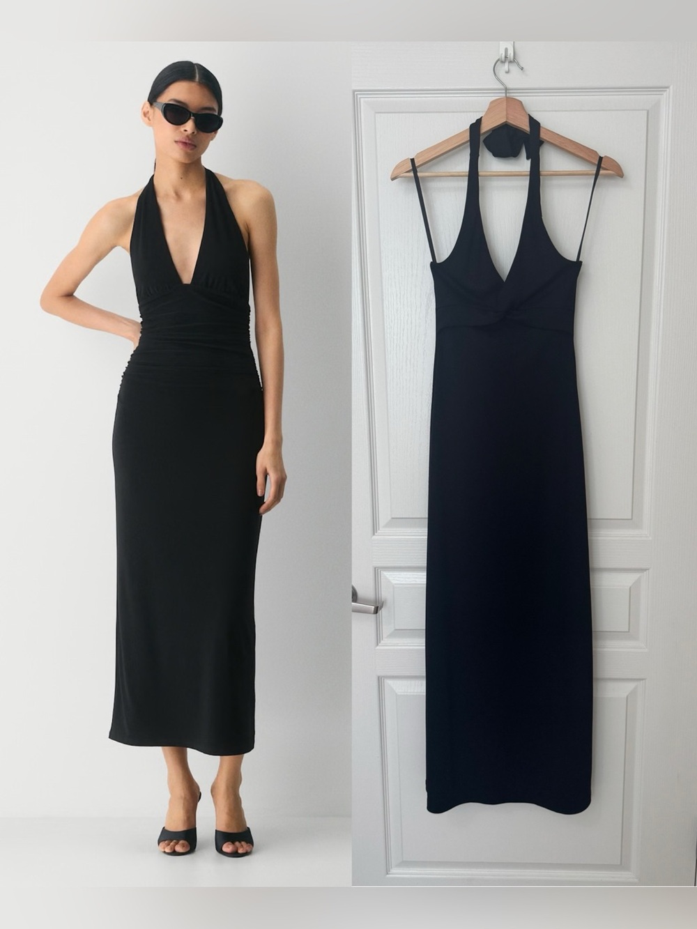 BCBGMAXAZRIA Black Twist Front Halter Maxi Dress